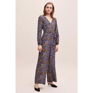 Anthropologie x Jessica Russell Flint Silk Mixed Print Jumpsuit 6 JRF